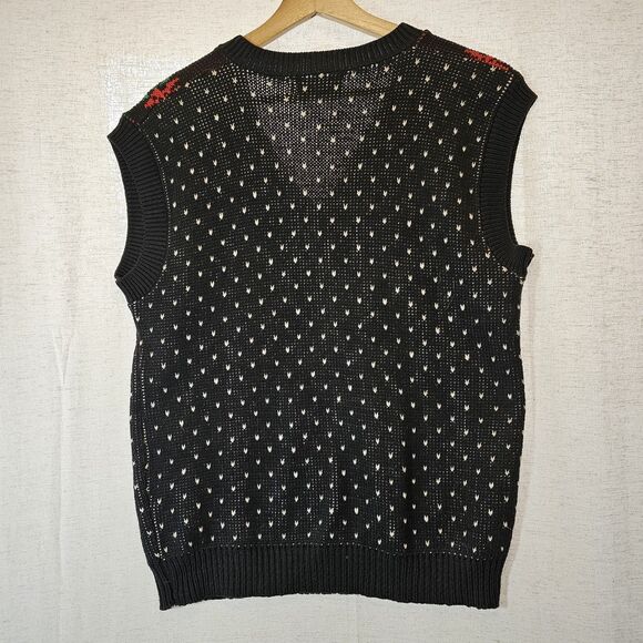 Vintage Sweater Loft Ugly Christmas Sweater Vest White Kitty Cat Gift USA Medium - Picture 6 of 7